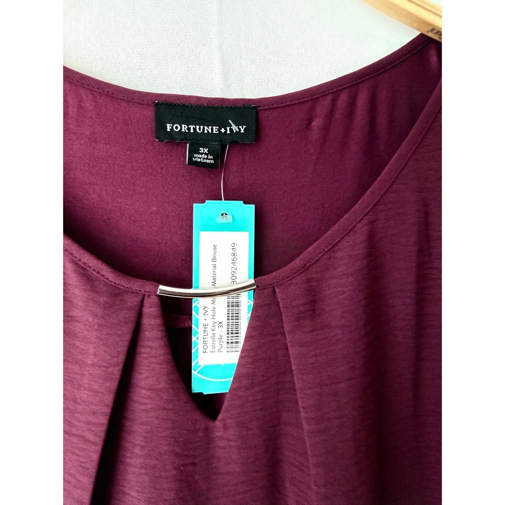 Fortune + Ivy Estrella Blouse Wms 3X Purple Keyhole Neckline Top NWT Stitch Fix - Picture 3 of 7